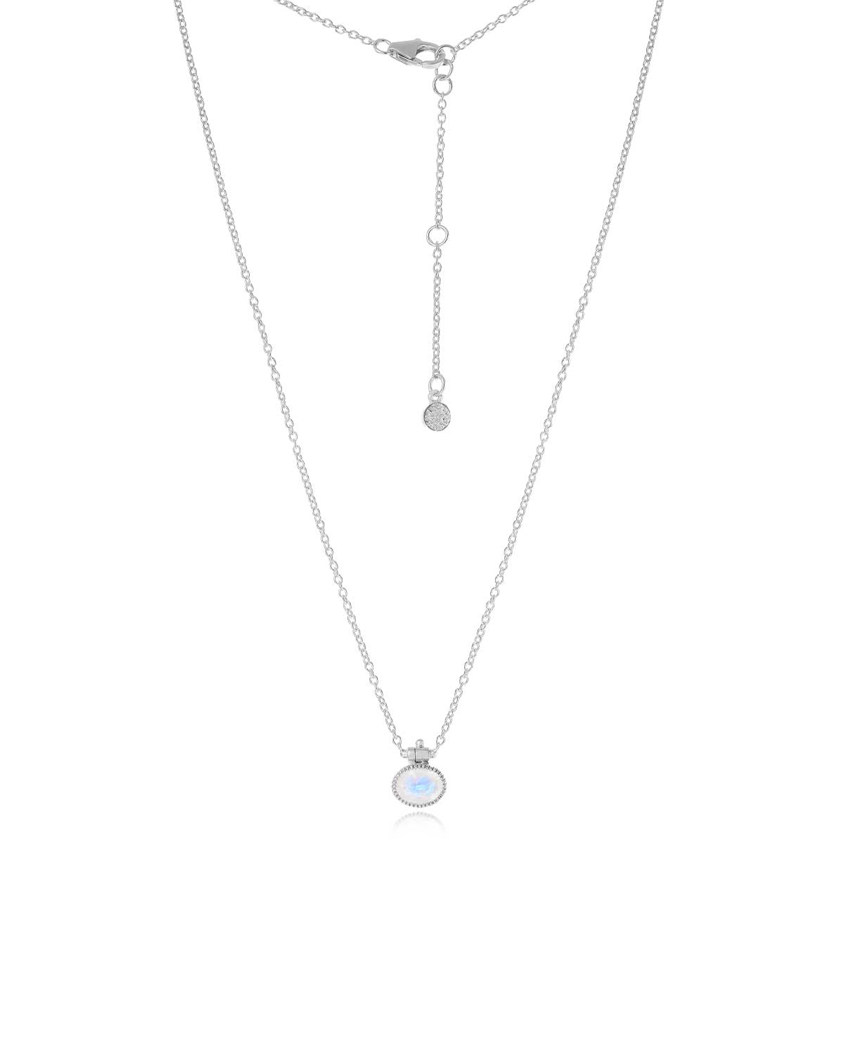 Rainbow Moonstone Pendent Silver Necklace