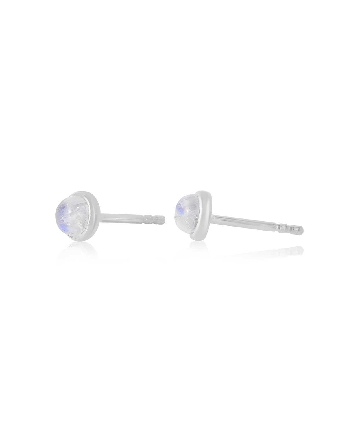 Side view of moonstone stud earrings