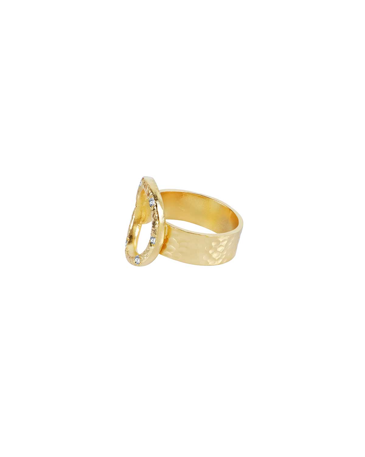 Mini Emerald Gold Vermeil Hammered Ring