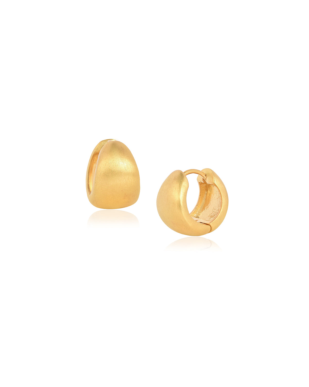 Mini chunky gold hoop earrings with a satin silky finish