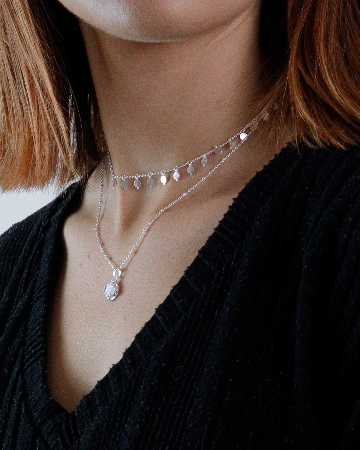 The Europa Due Combo Silver Necklace - Moon London