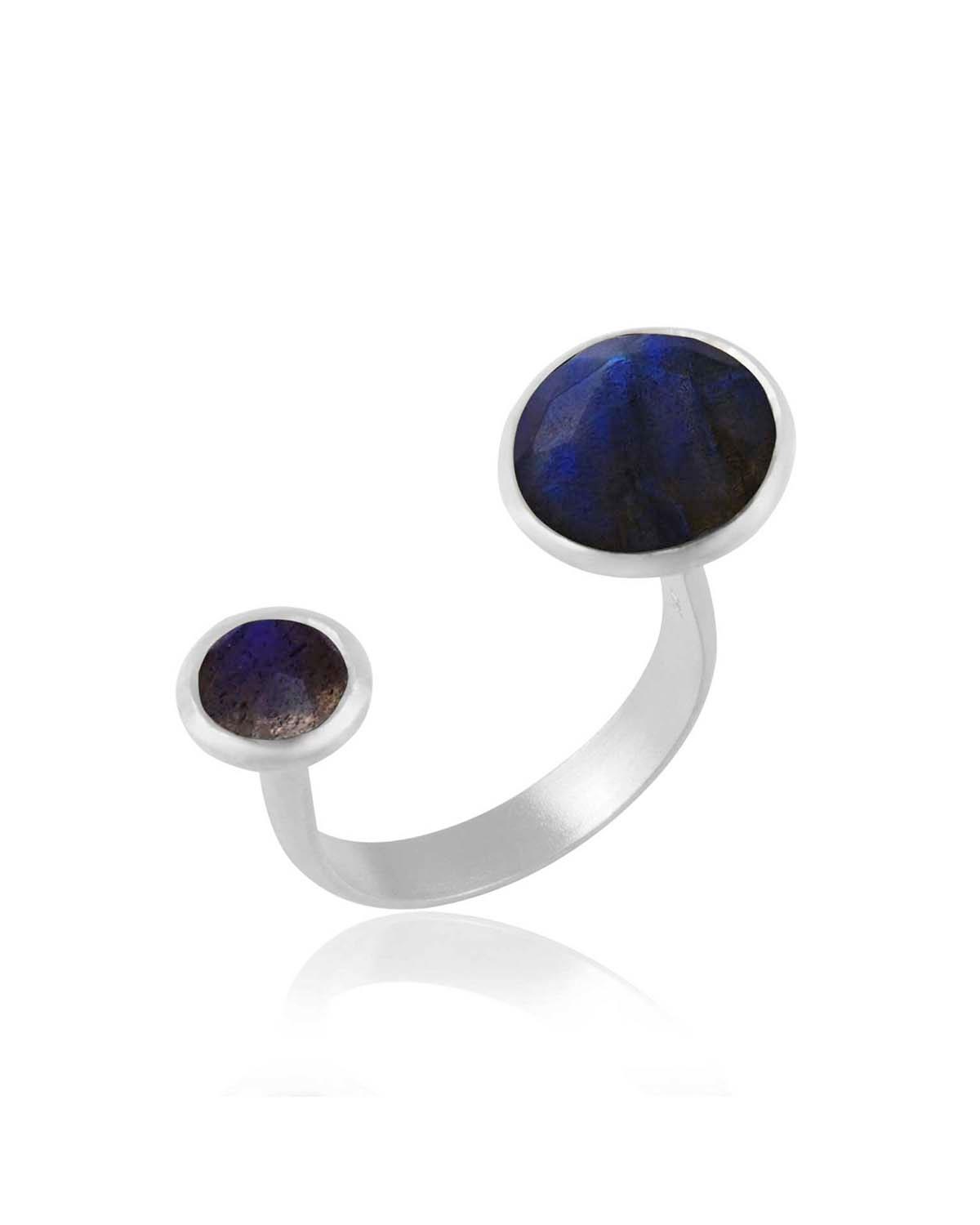 Indi Labradorite Gemstone Sterling Silver Ring - Moon London