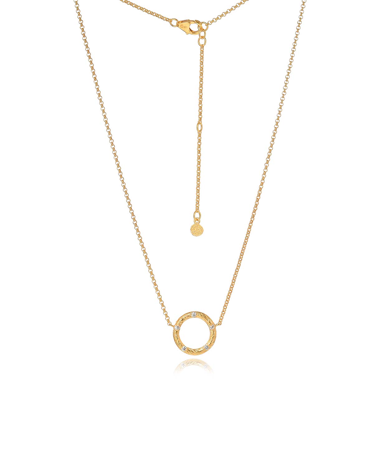 Elegant gold necklace with diamond circle pendant, perfect for everyday wear
