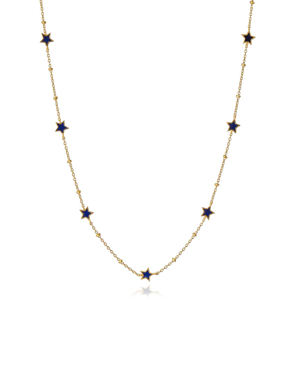 Two-toned gold and silver necklace with blue and red enamel details