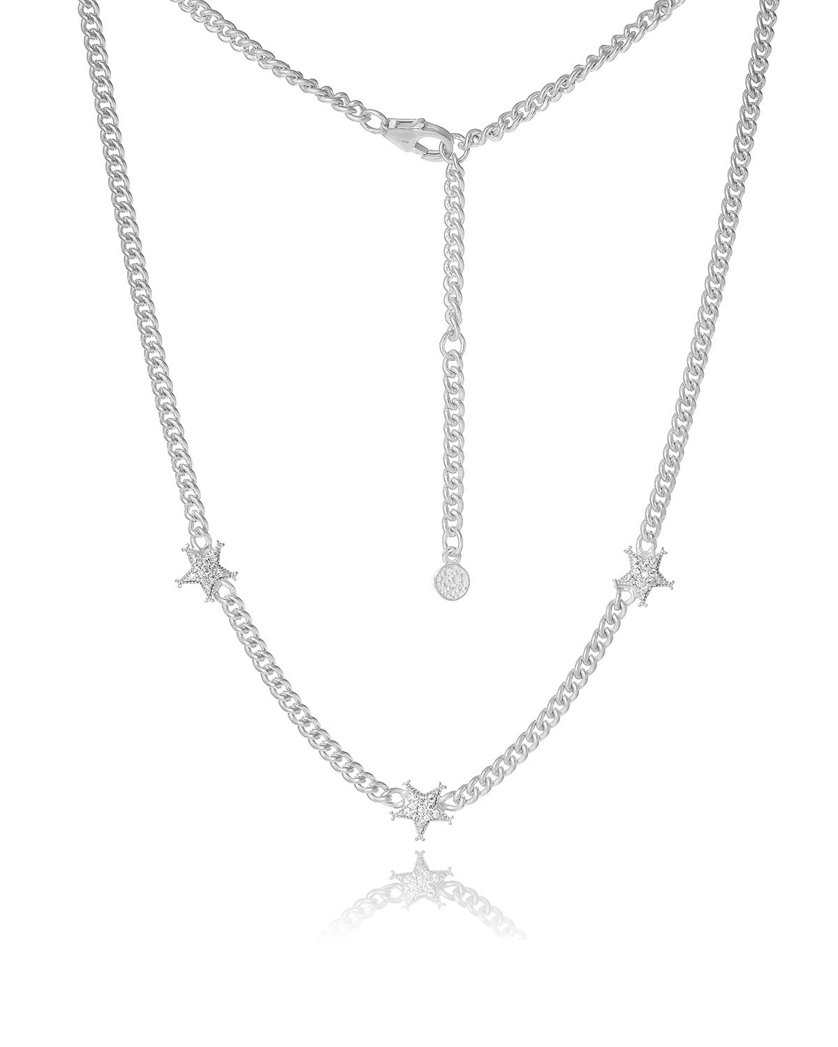 "Star" Silver Choker Adjustable Necklace