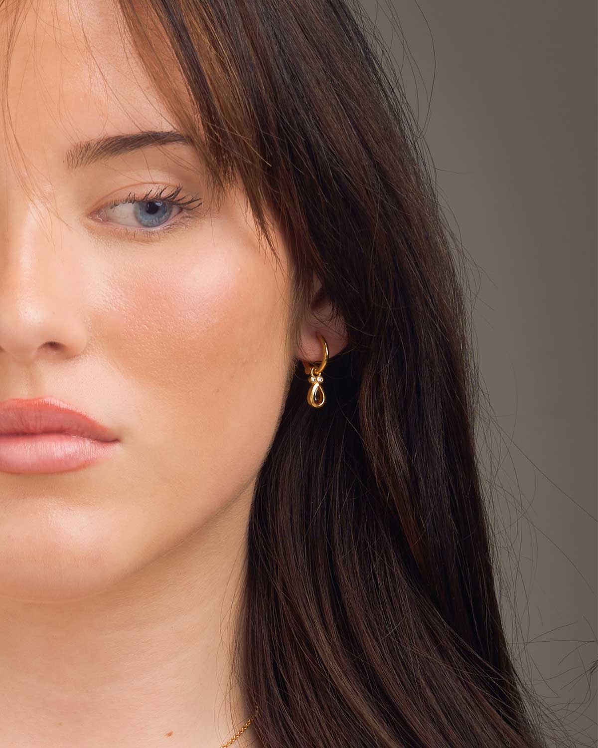 Citrine Gemstone Sterling Silver Tear Drop Mini Hoops