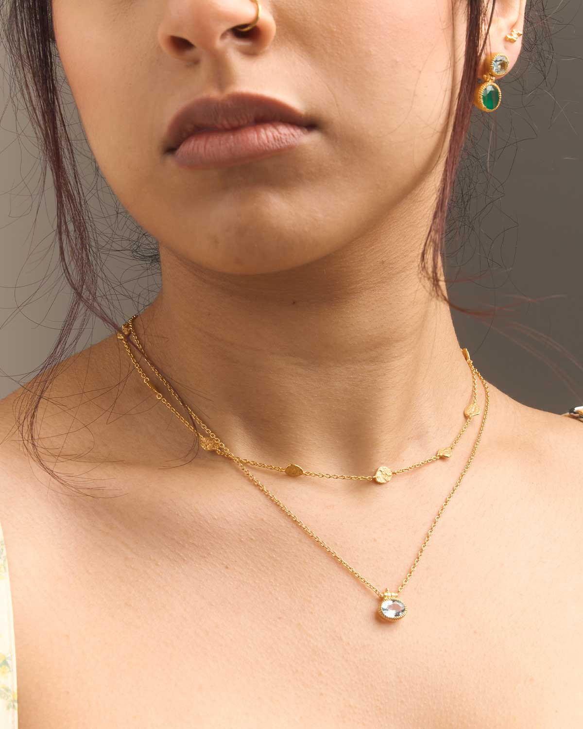 Blue Topaz Pendent Gold Vermeil Necklace