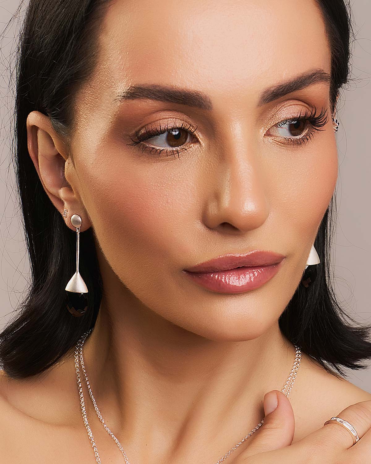Lightweight black spinel gemstone drop earrings, perfect for everyday wear
