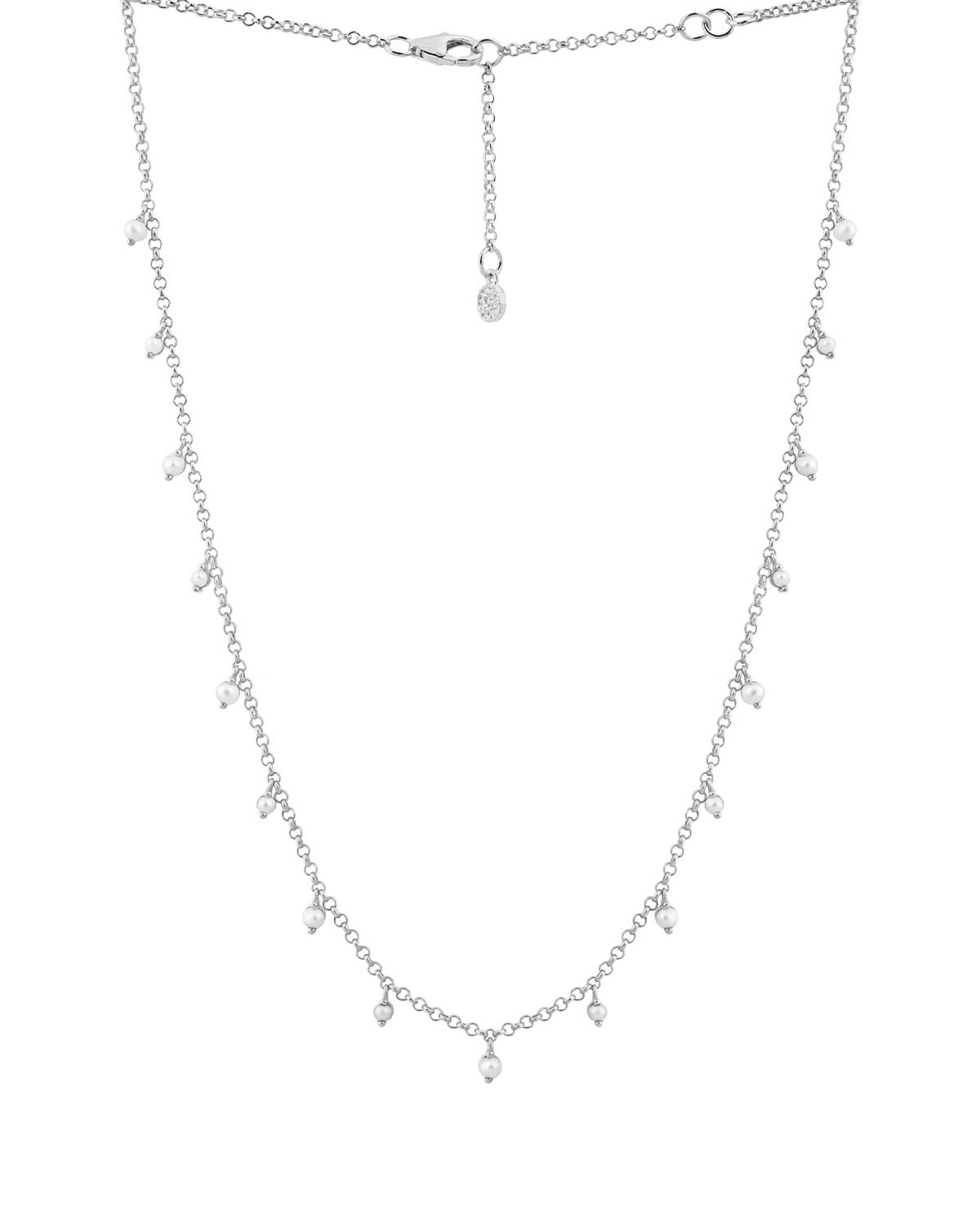 Sterling silver necklace with graduated pearl detailing in an elegant design