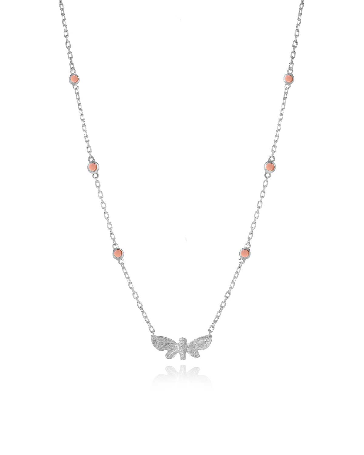 "Joy" Butterfly Gemstone Silver Necklace