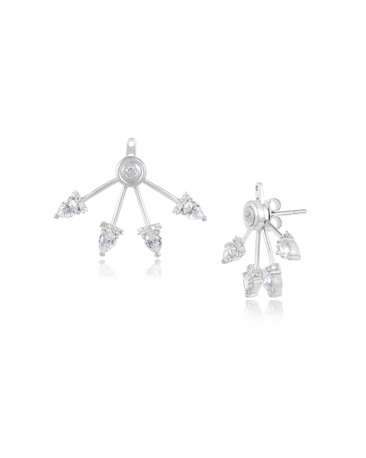 Pear Shape Moissanite Sterling Silver Stud Earrings