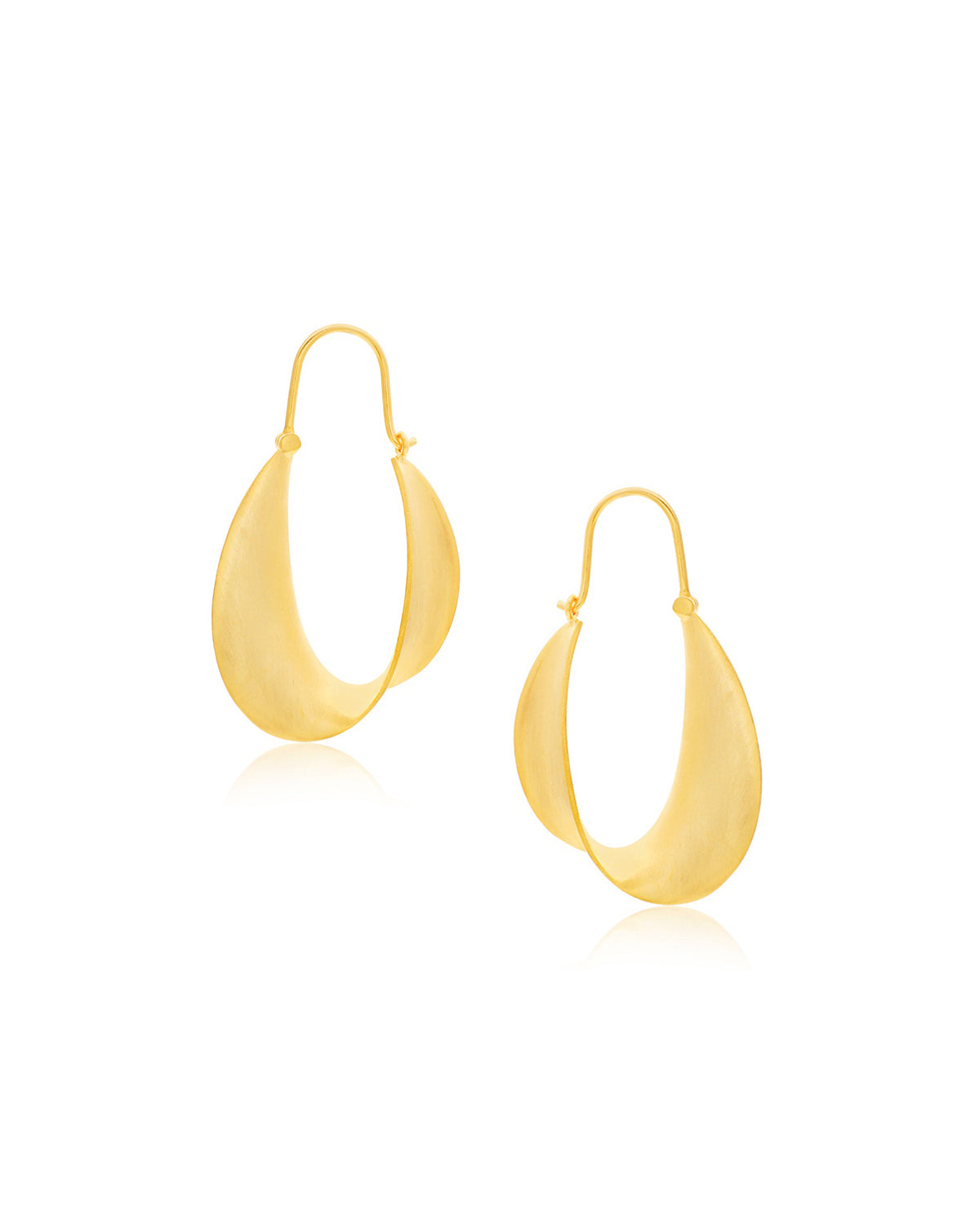 Twisted gold hoop earrings with a polished finish and lightweight design