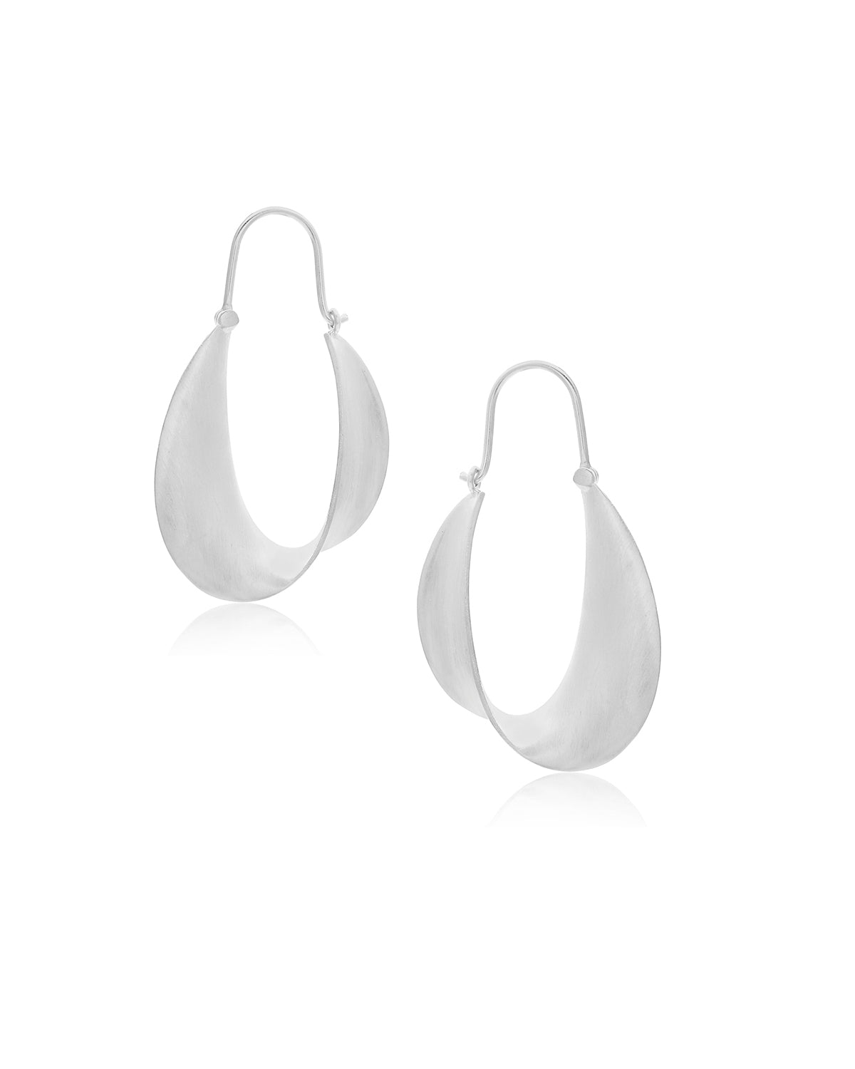 Twisted silver hoop earrings with a lightweight polished finish