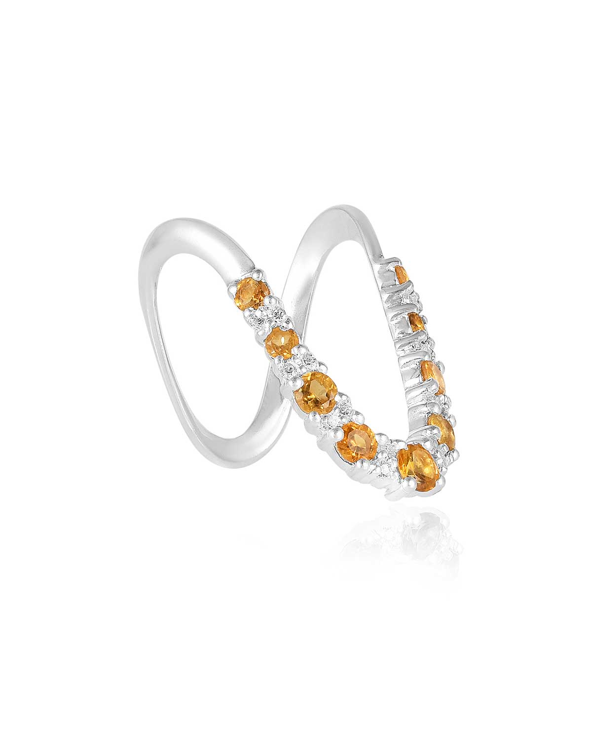 Sterling silver ring with citrine gemstones in a versatile design