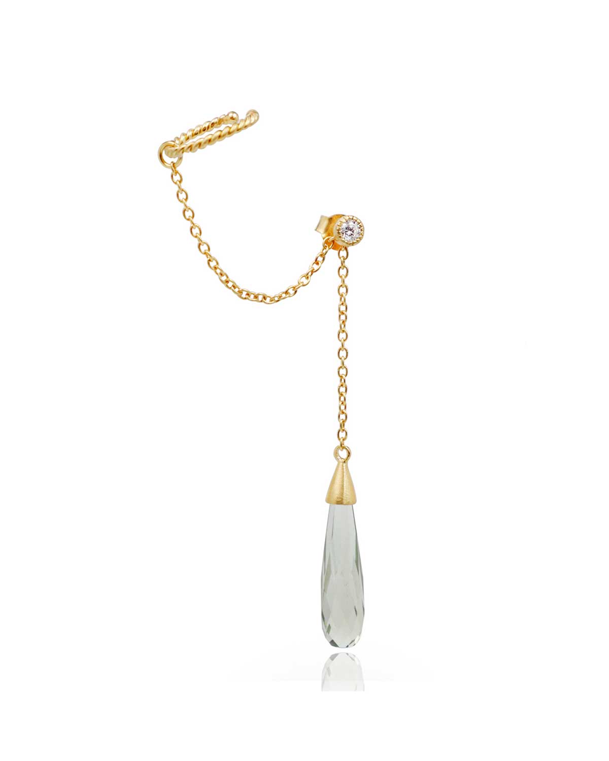 Exceptional Green Amethyst Gold Earrings - Moon London