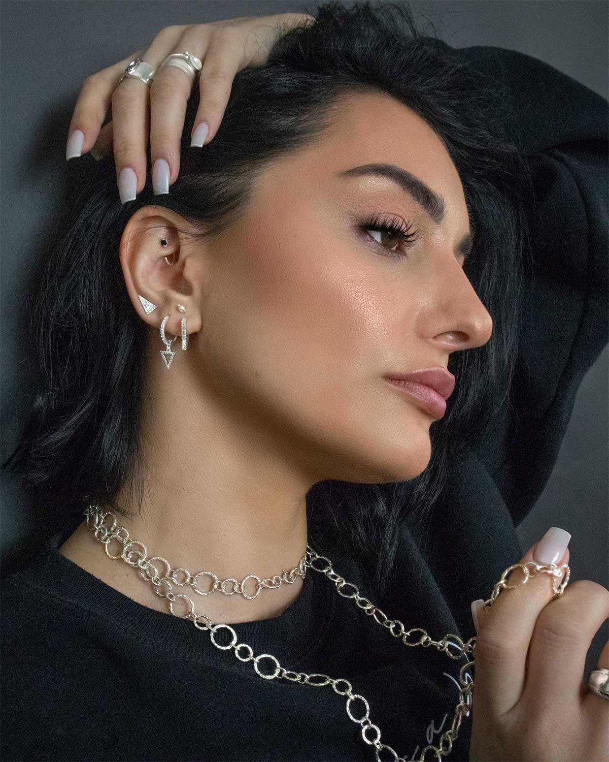 Penny's Labradorite Silver everyday Huggies - Moon London