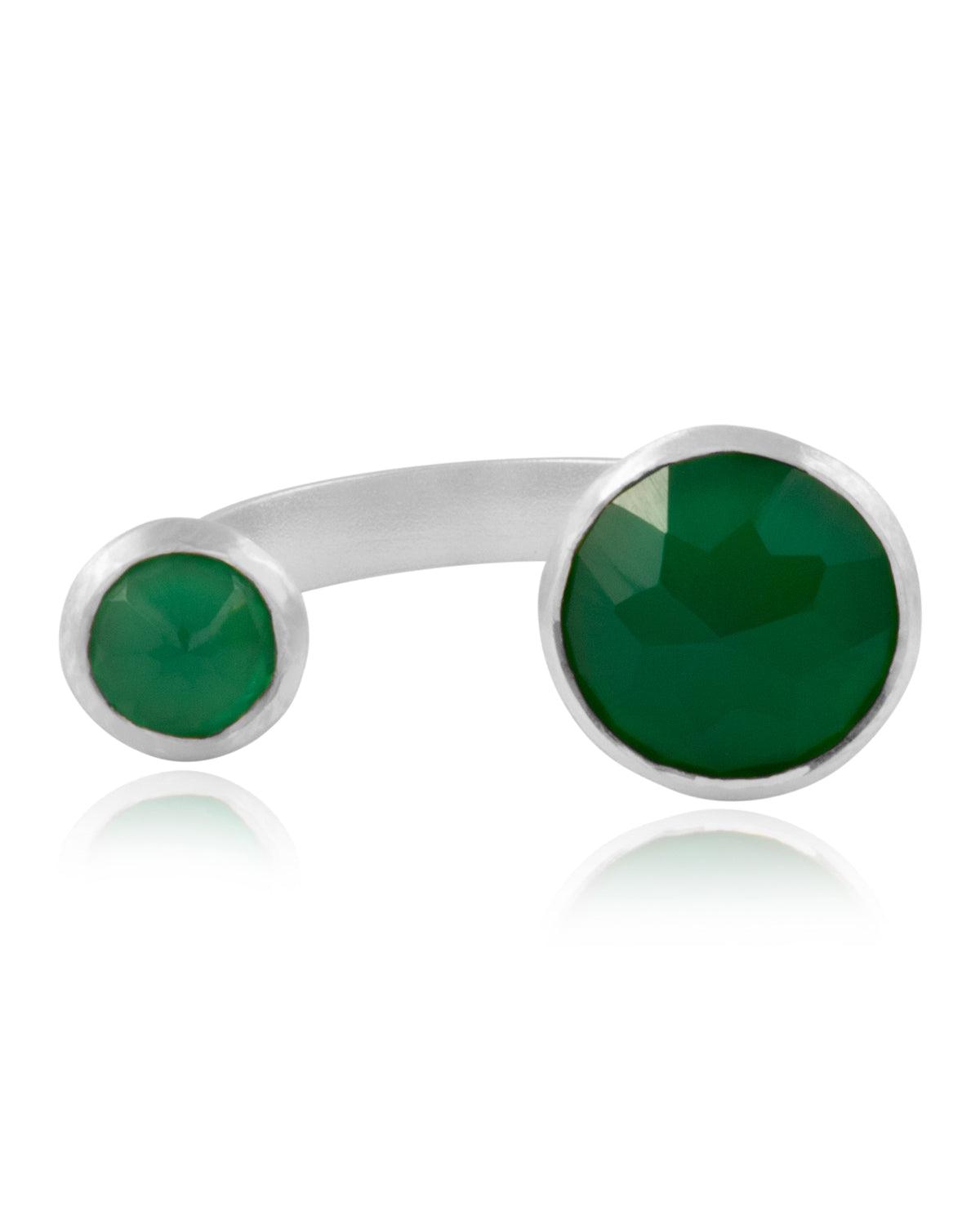 Indi Green Onyx Silver Ring - Moon London