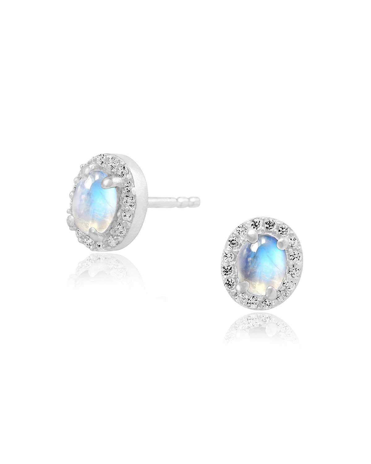 Elevating Rainbow Moonstone Silver Studs - Moon London