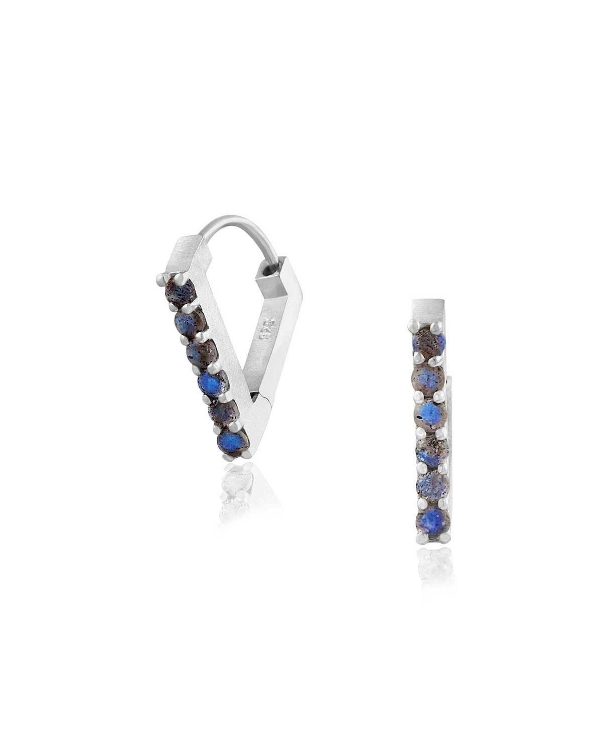 Penny's Labradorite Silver everyday Huggies - Moon London