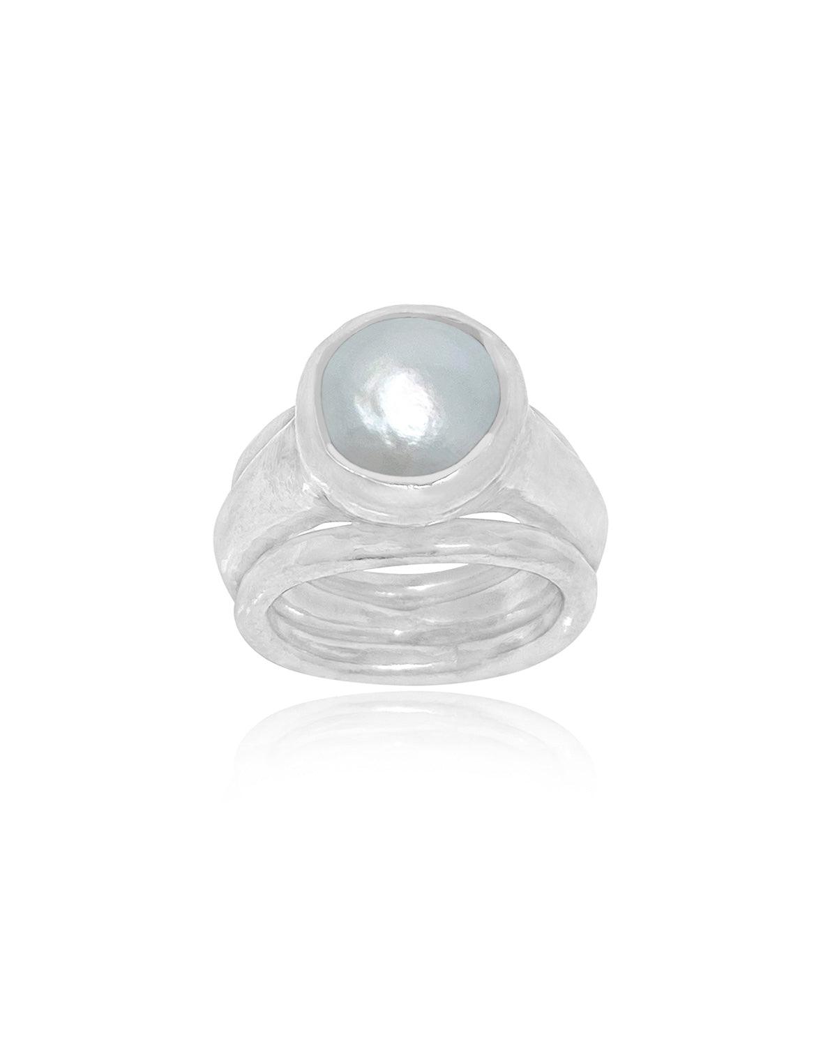 Compassion Natural Kashi Pearl Silver Ring - Moon London
