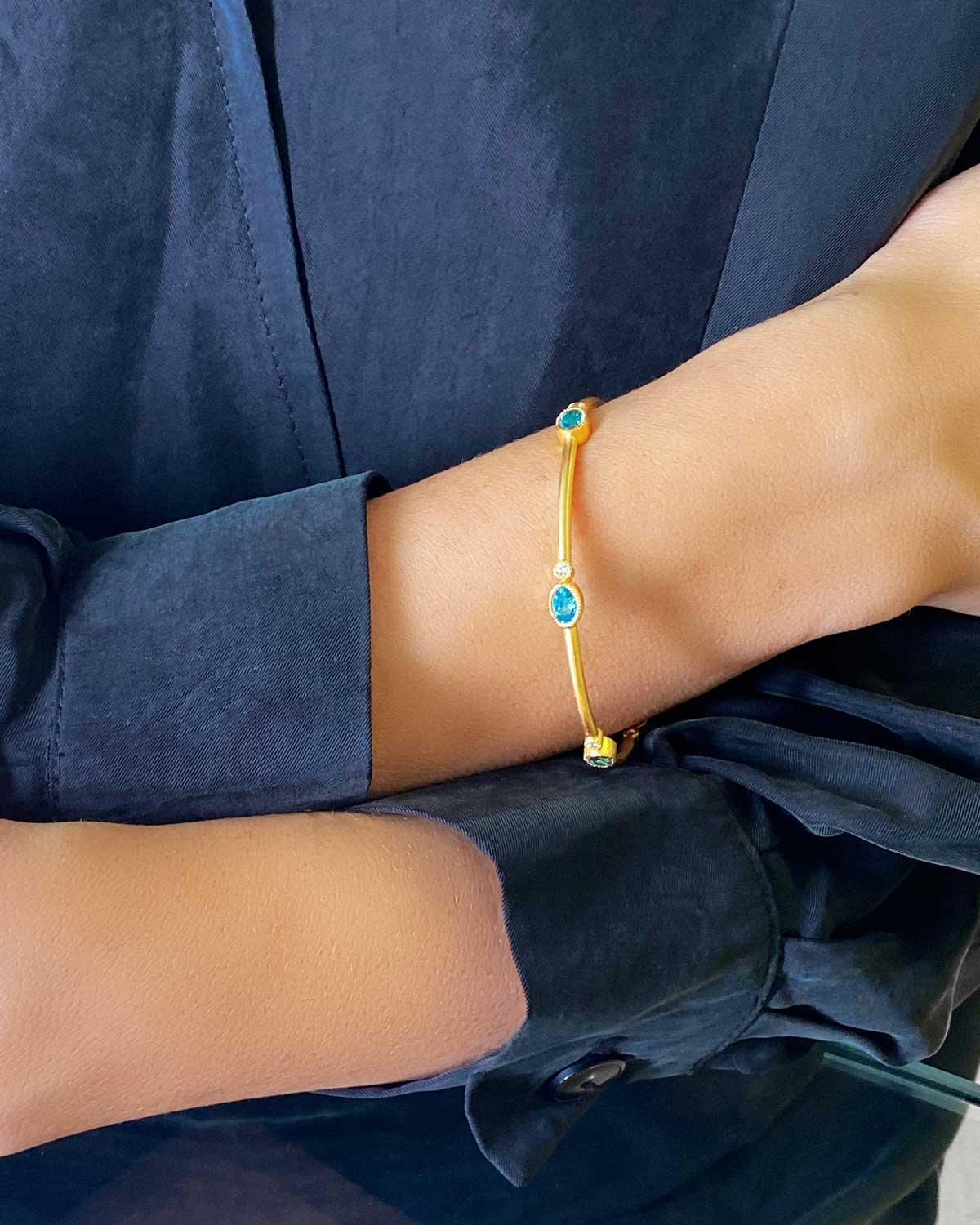 Mix & Match Gemstone Gold Bangles - Moon London