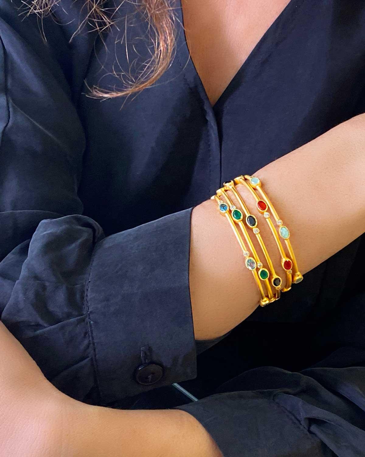 Mix & Match Gemstone Gold Bangles - Moon London