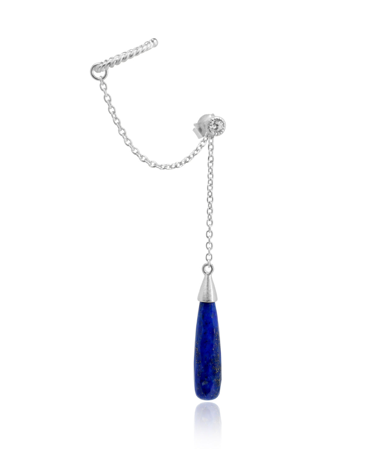Exceptional Lapis Lazuli Silver Earrings - Moon London