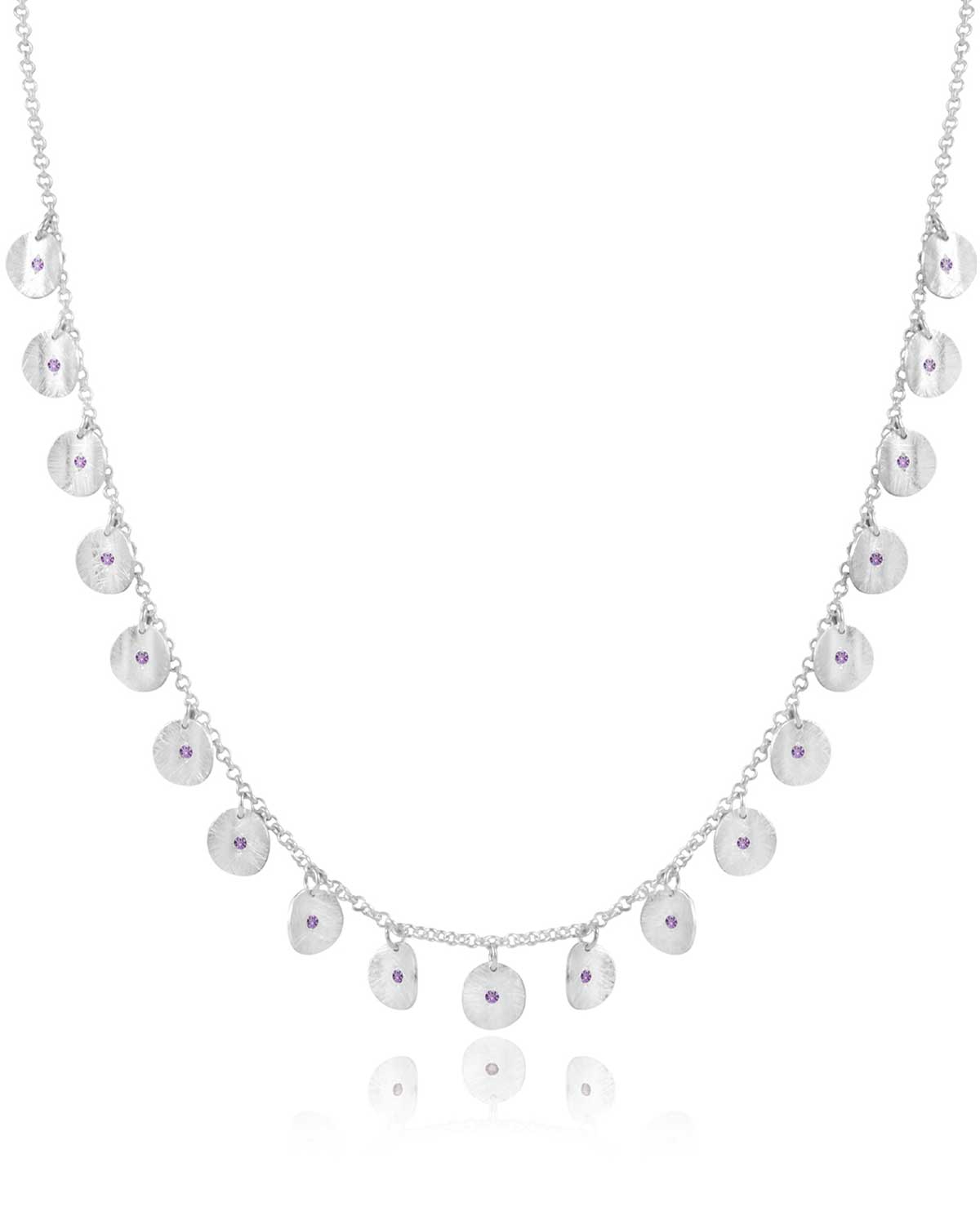 Helena Amethyst Silver Necklace - Moon London