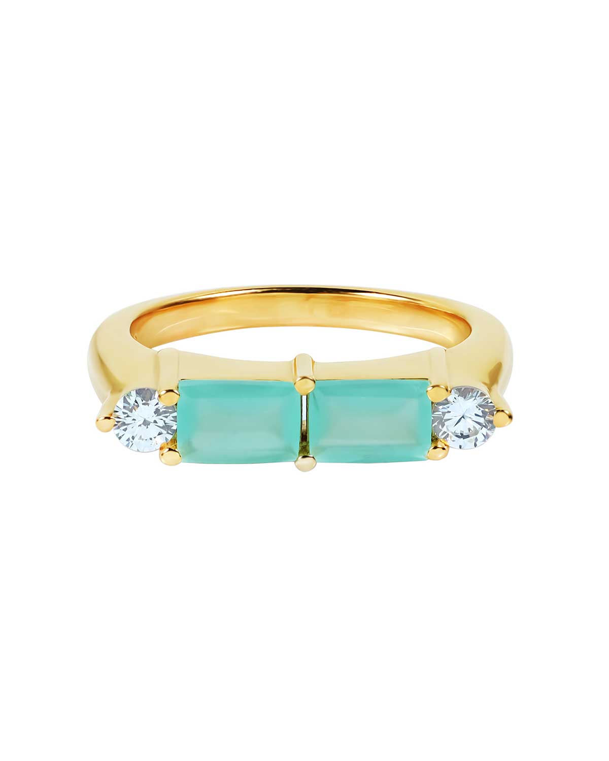 Elisa Aqua Baguette Gold Ring - Moon London