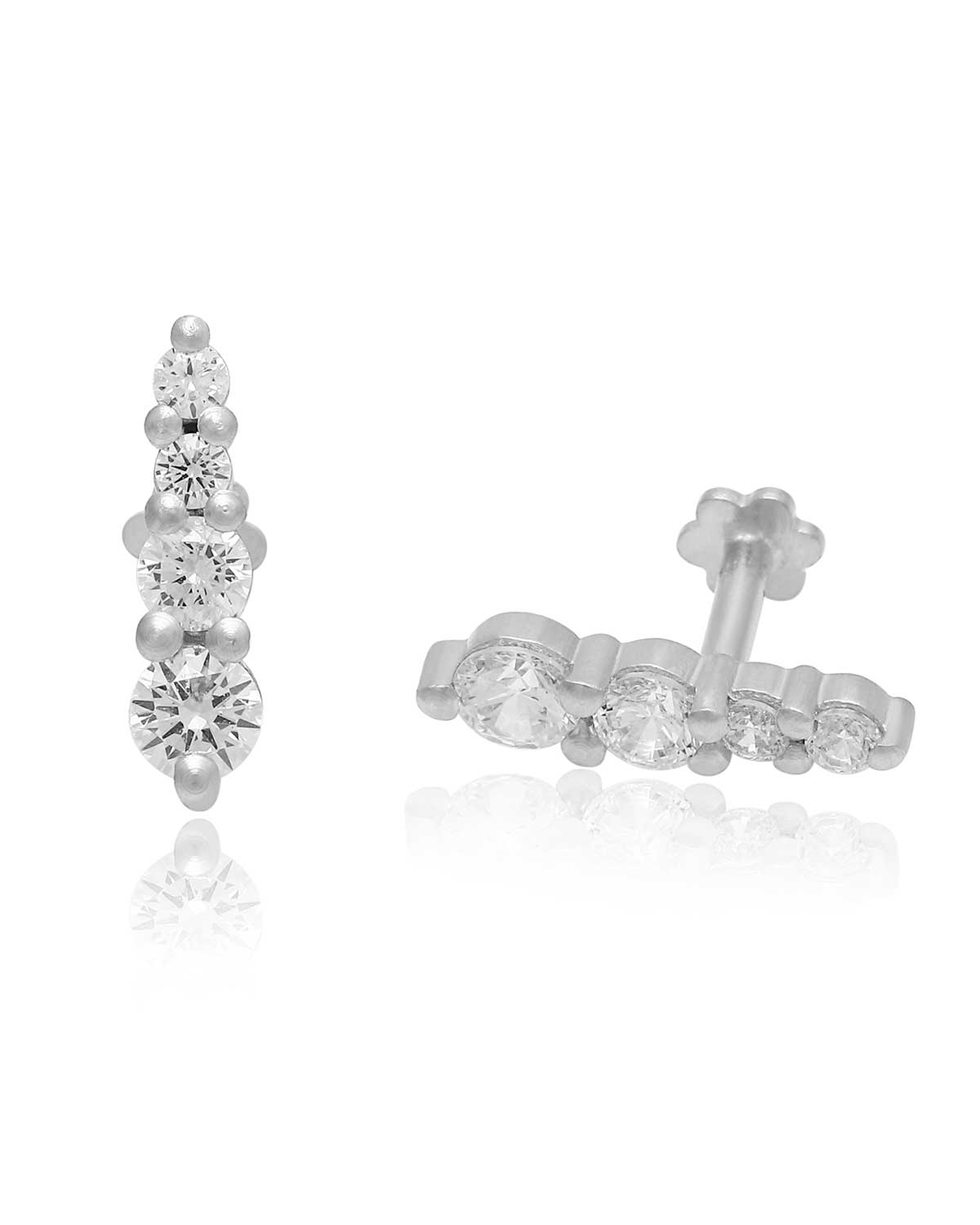 Mei Graduating Mini Crystal Silver Stud - Moon London