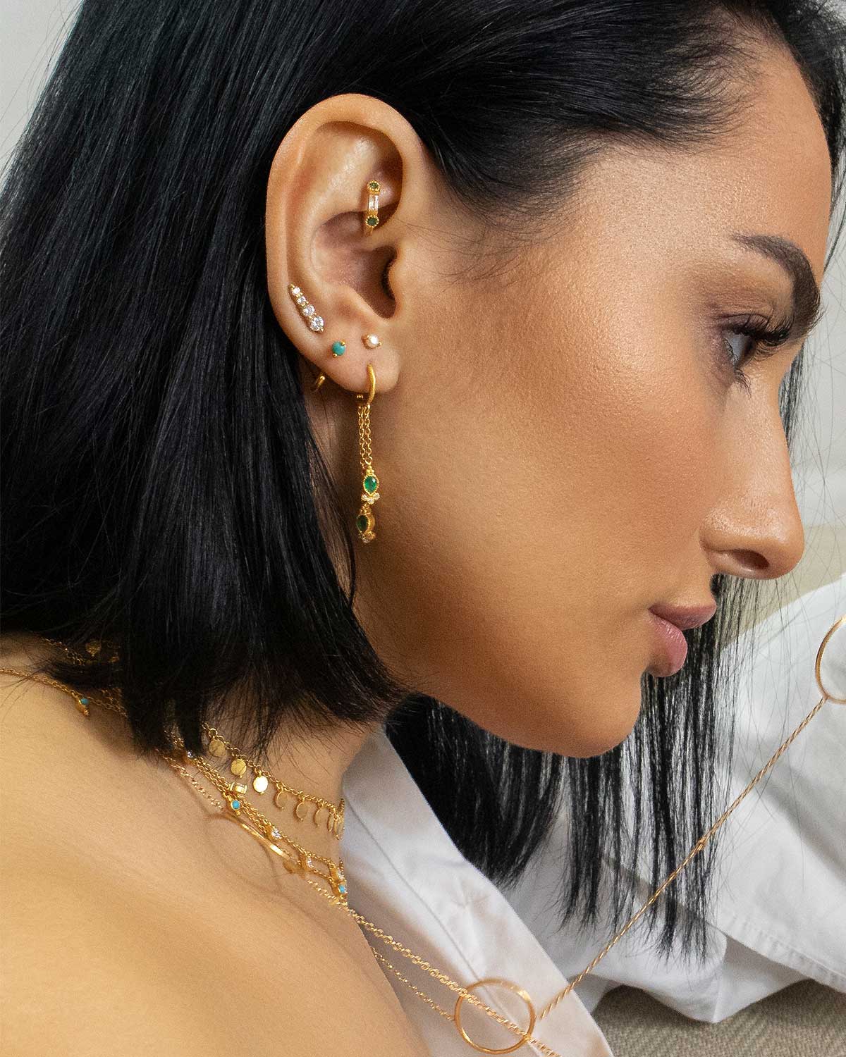 Mini Natural Pearl Silver Stud Earrings - Moon London