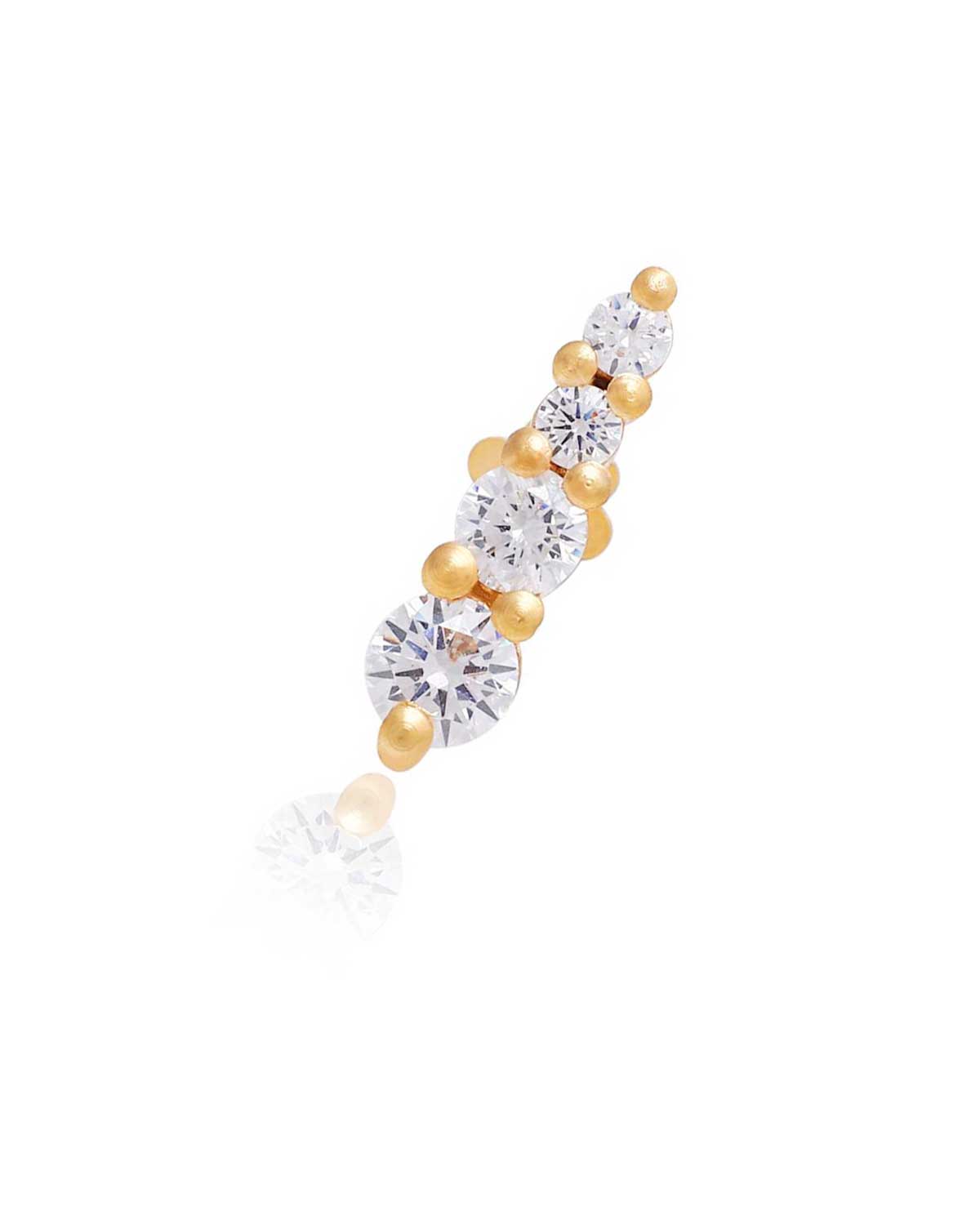 Mini gold stud earring with graduating cubic zirconia crystals