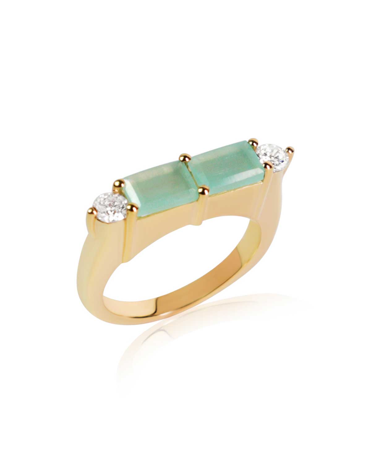 Elisa Aqua Baguette Gold Ring - Moon London