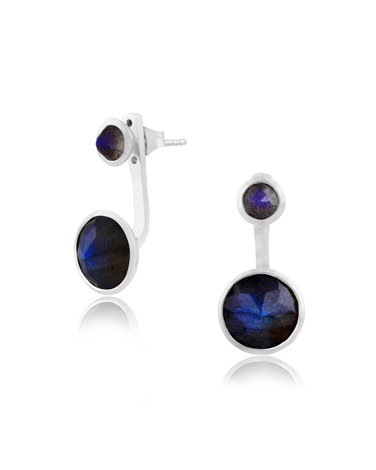 Indi Labradorite Twin Gem Silver Earrings - Moon London