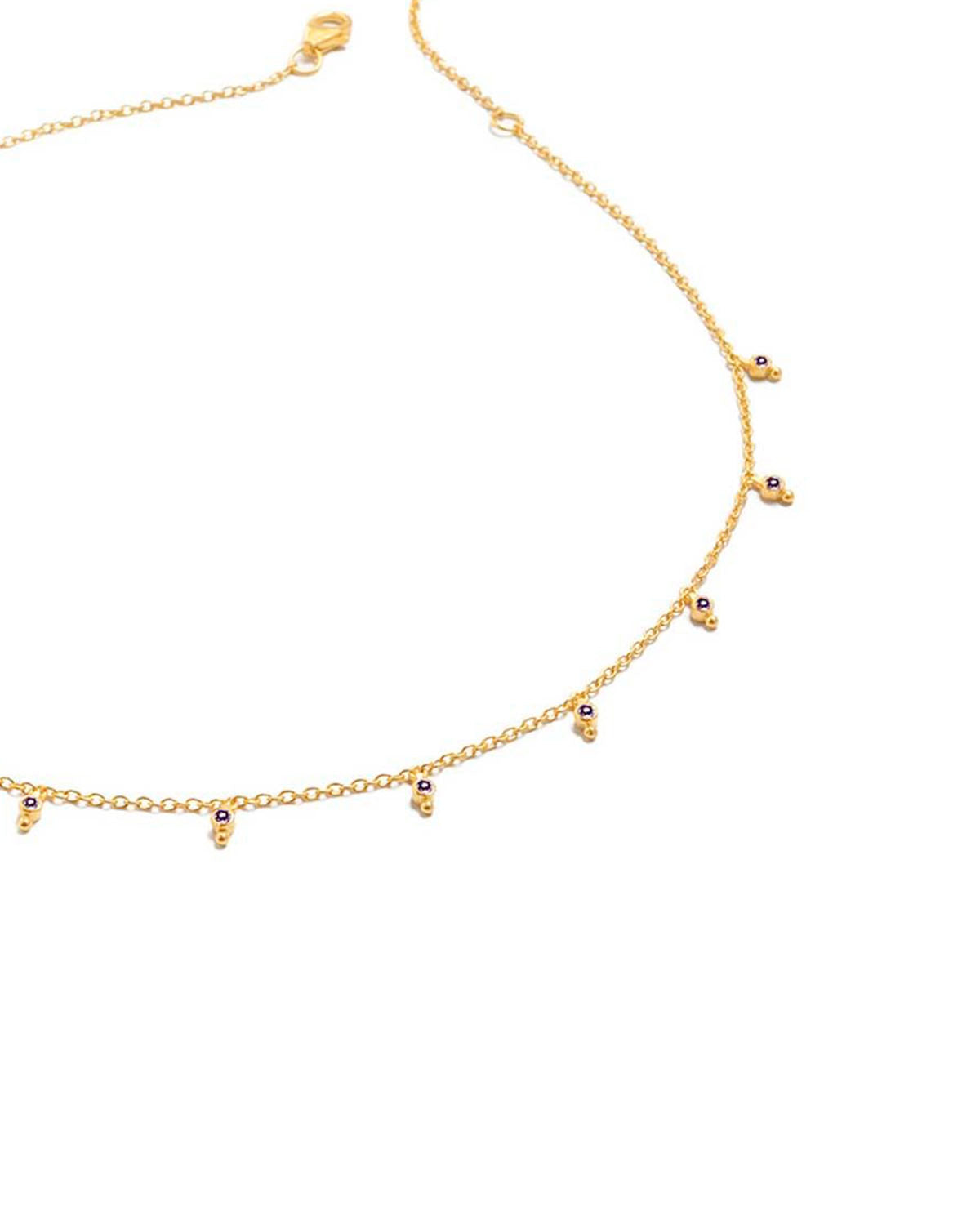 Super Paver Amethyst Gemstone Gold Necklace - Moon London