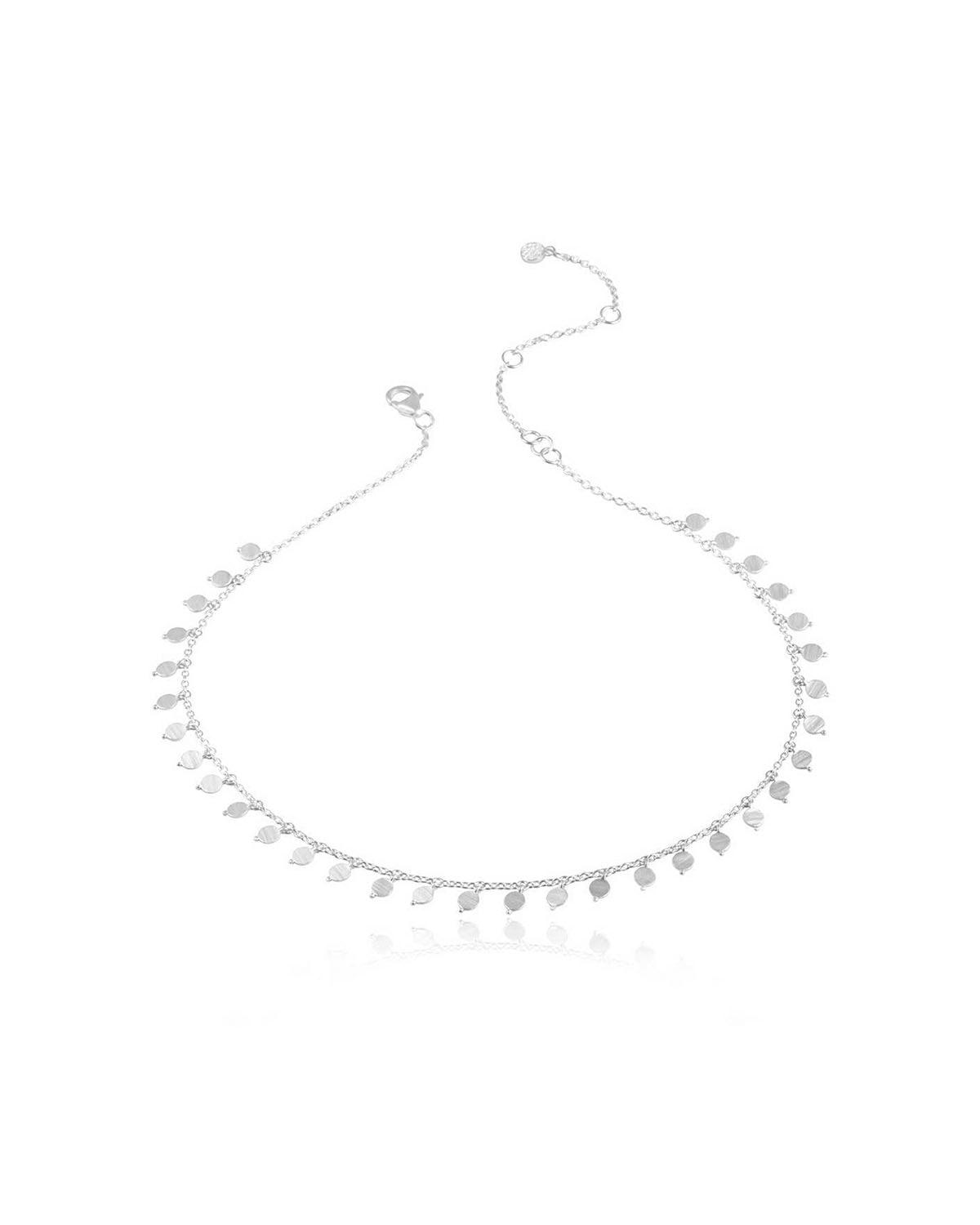 Exceptionally Cute Mini Disk Silver Choker Necklace - Moon London