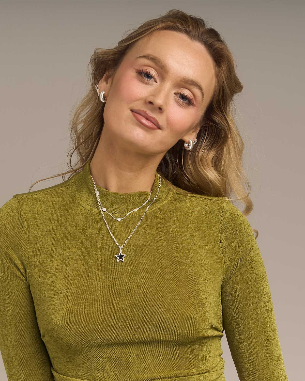 "Quirky" Mid Size Silver Hoops