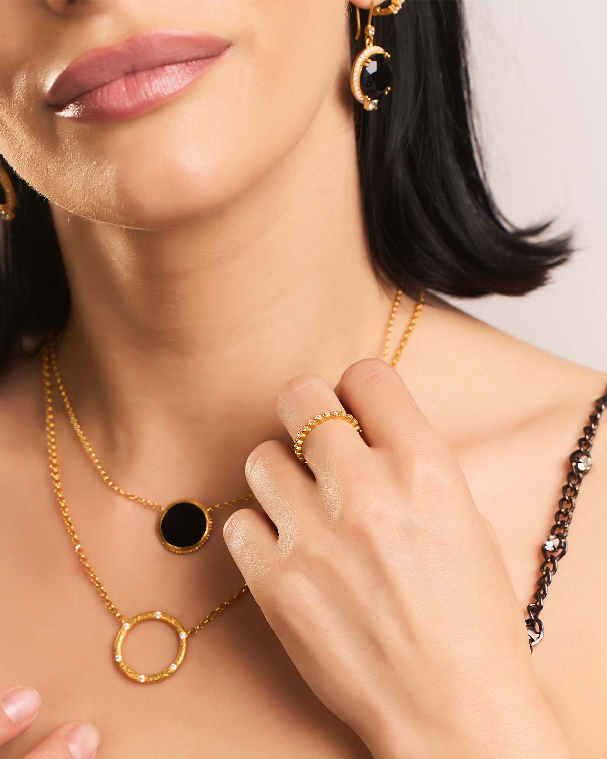 "Tranquillity" Black Spinel Gold Necklace