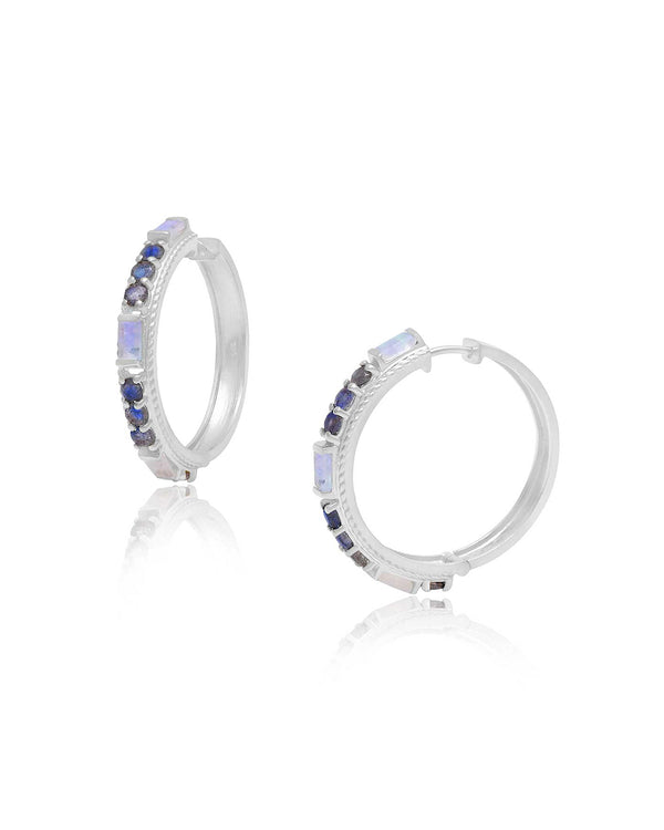 Nini Midsize Mix-Gemstones Silver Hoops