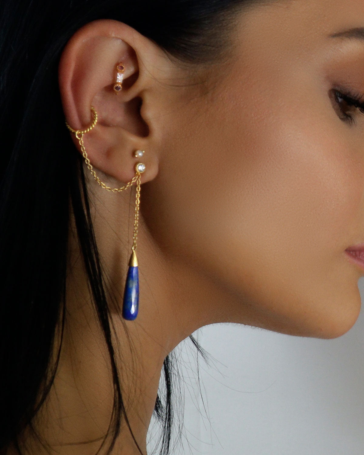 Exceptional Lapis Lazuli Gold Earrings - Moon London