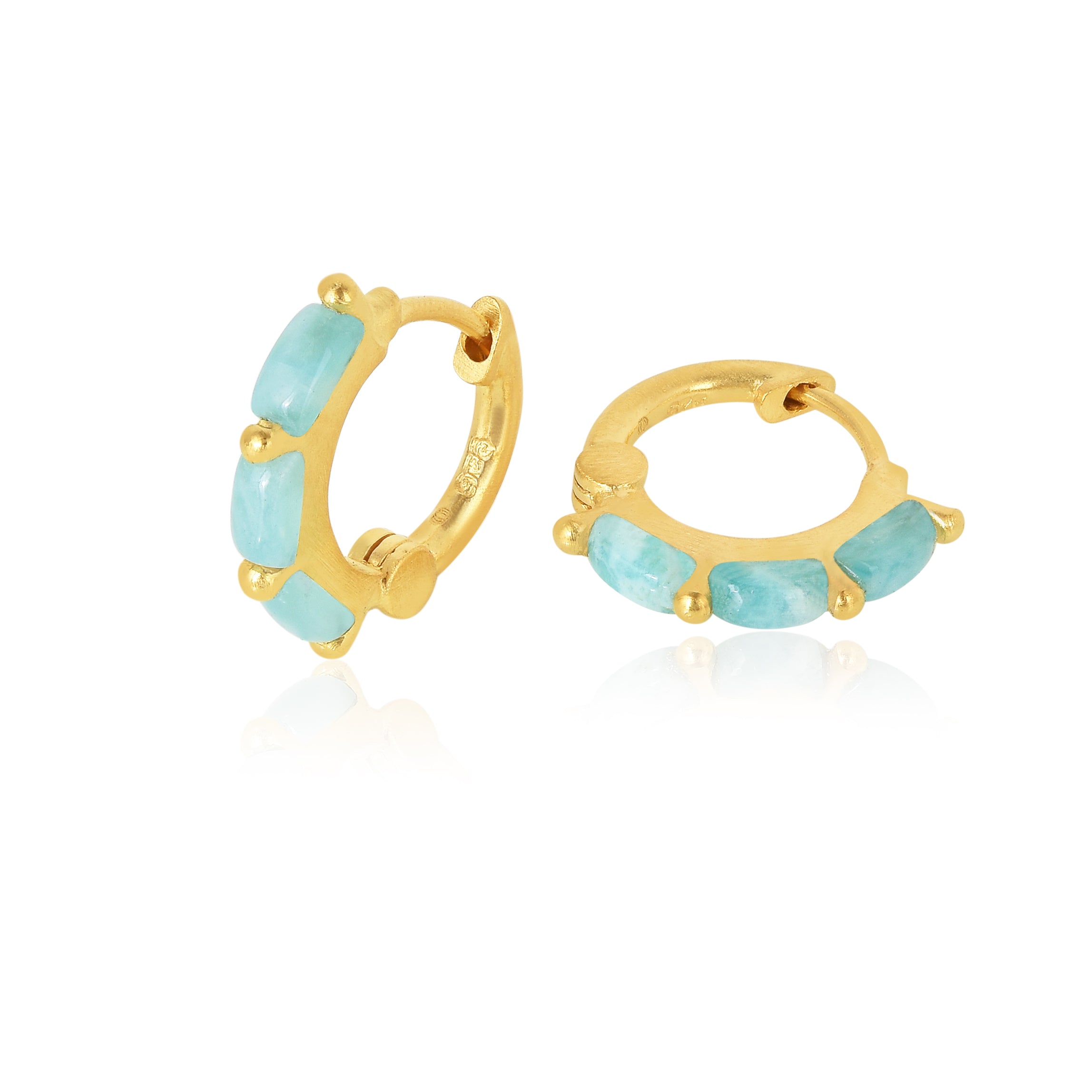 Honey'' Amazonite Gold Mini Hoops