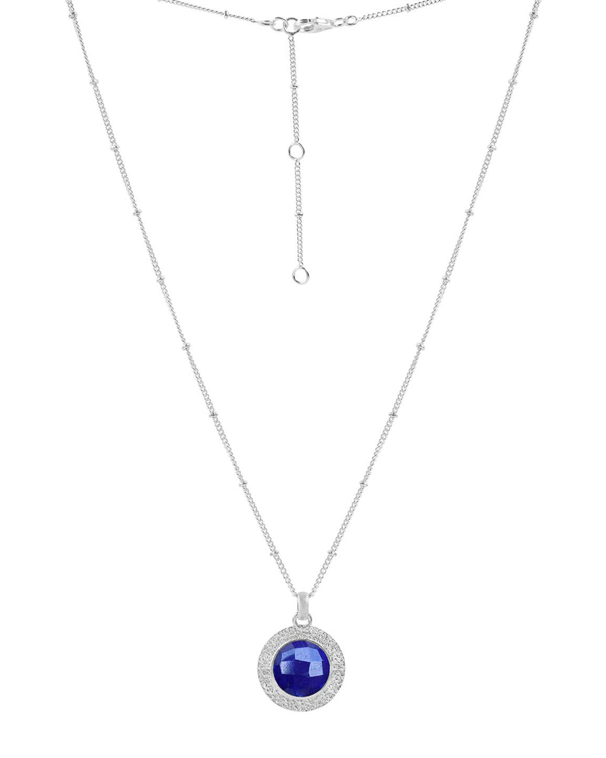 Elegant Lapis Lazuli Circular Silver Necklace - Moon London