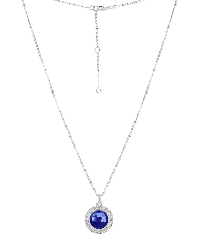 Elegant Lapis Lazuli Circular Silver Necklace