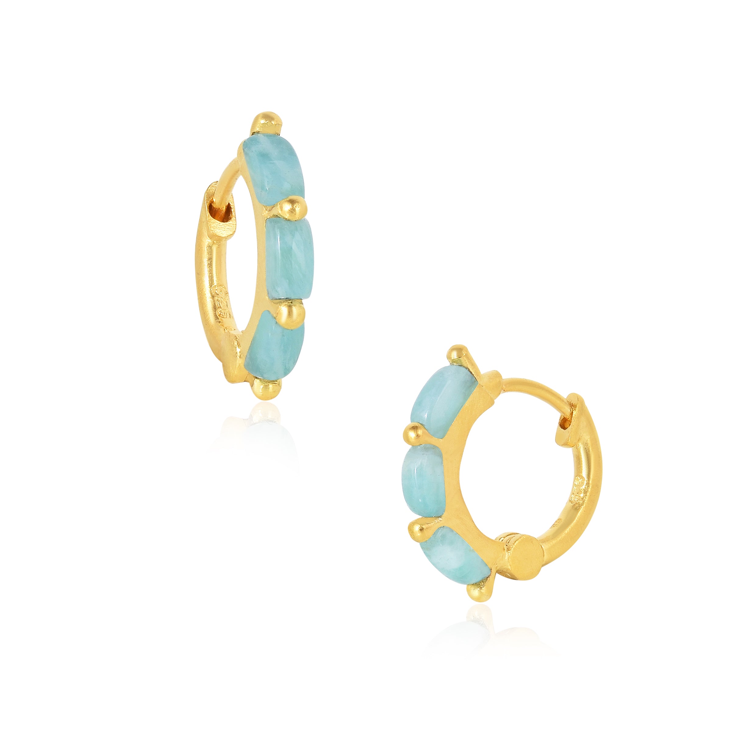 Honey'' Amazonite Gold Mini Hoops