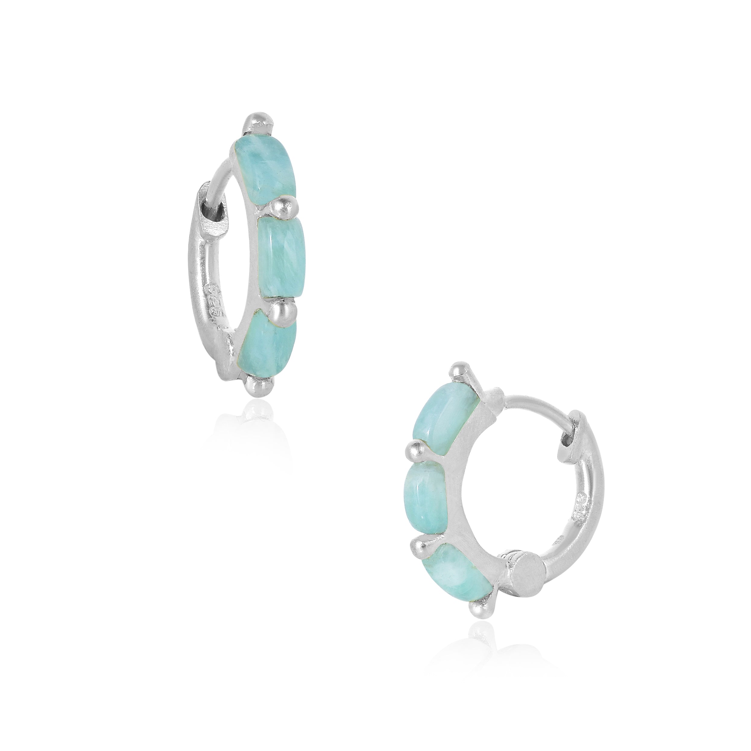 Honey'' Amazonite Silver Mini Hoops