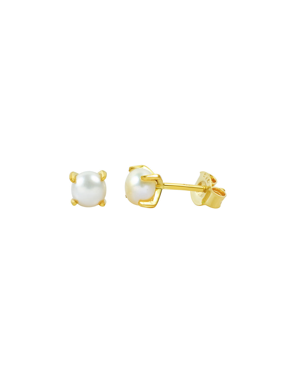 Natural Pearl Gold Stud Earrings - Moon London