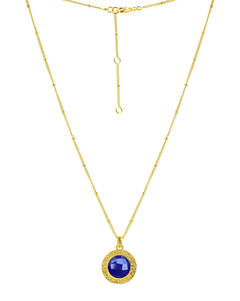 Elegant Lapis Lazuli Circular Gold Necklace
