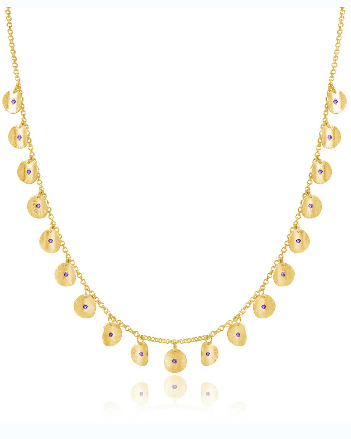 Helena Amethyst & Crystals Gold Necklace - Moon London