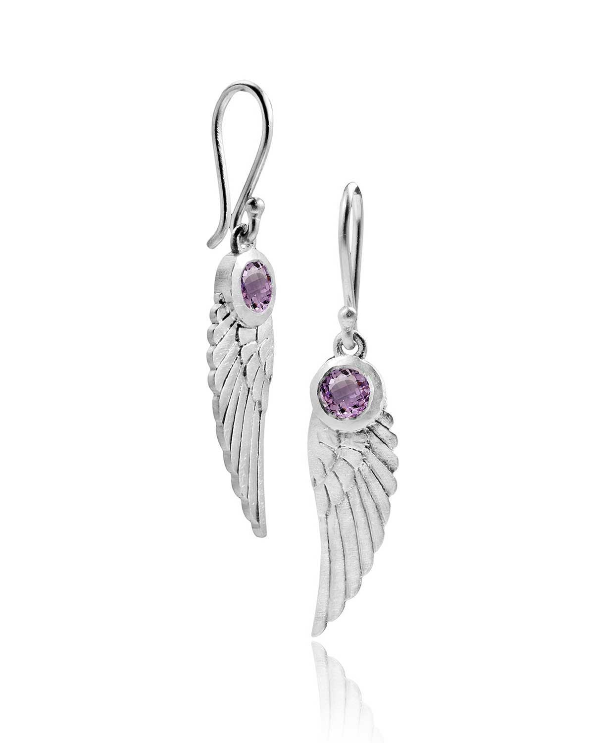 Angel Wing Silver Earrings - Moon London