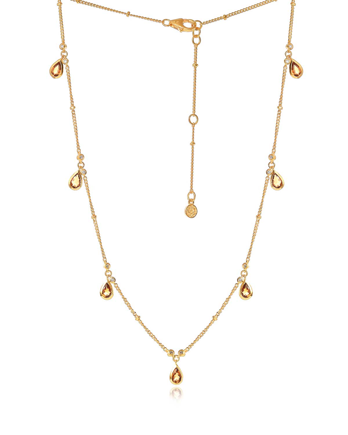 Gold necklace with teardrop-shaped charms